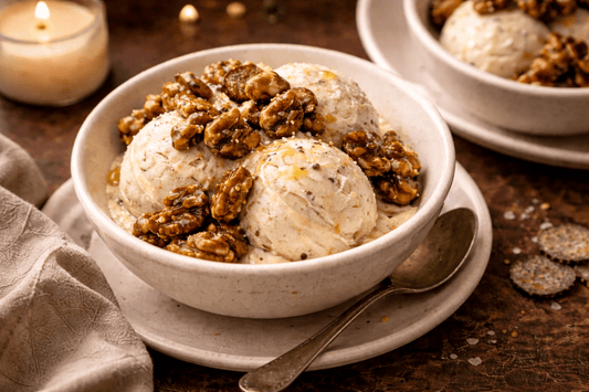 Trüffelhonig-Eis mit karamelisierten Walnüssen - Trüffelfreunde Rezepte