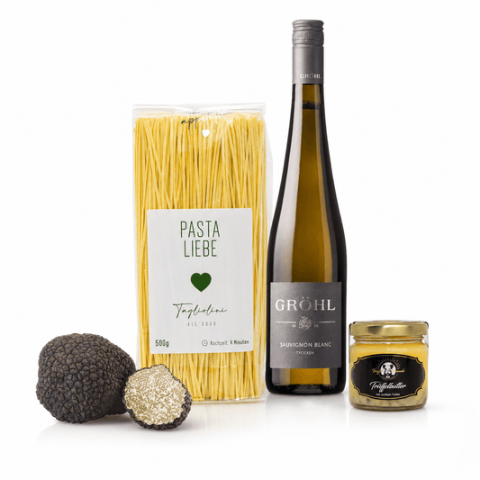 Date-Night-Set mit frischem Sommertrüffel, Butter, Pasta & Wein