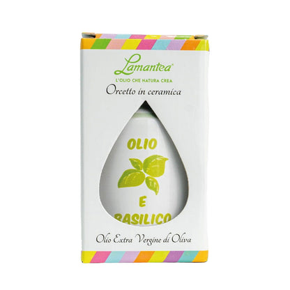 Lamantea Oliven Öl (extra virgin) im Keramikgefäß 100ml - Basilikum - Trueffelfreunde