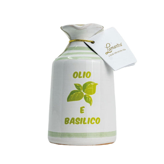Lamantea Oliven Öl (extra virgin) im Keramikgefäß 100ml - Basilikum - Trueffelfreunde