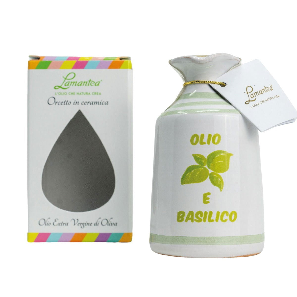 Lamantea Oliven Öl (extra virgin) im Keramikgefäß 100ml - Basilikum - Trueffelfreunde