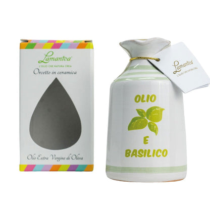 Lamantea Oliven Öl (extra virgin) im Keramikgefäß 100ml - Basilikum - Trueffelfreunde