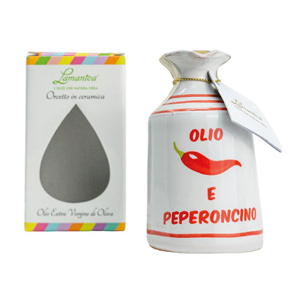 Lamantea Oliven Öl (extra virgin) im Keramikgefäß 100ml - Chilischote - Trueffelfreunde