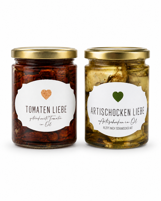 Artischocken Liebe - 260g und Tomaten Liebe - 270g als Antipasti Set