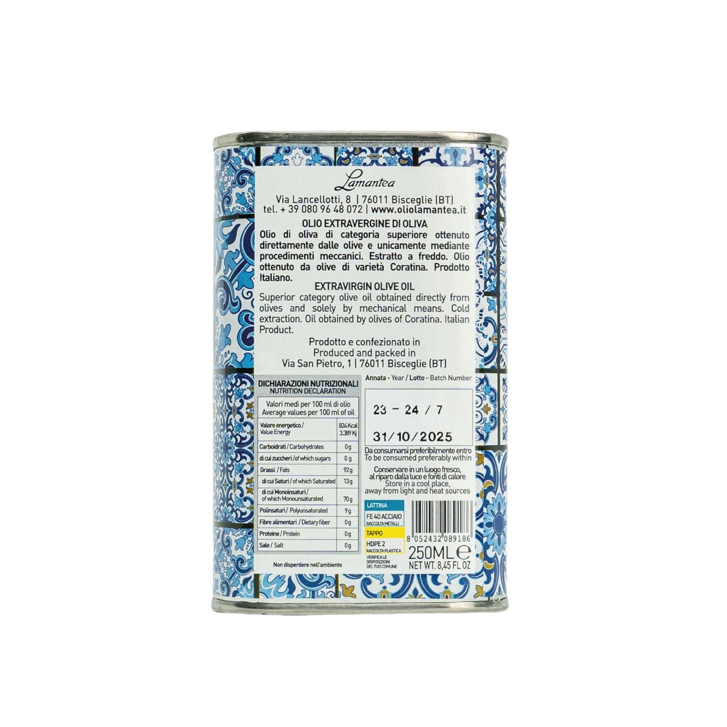 MAIOLICHE Lamantea Extra Natives Olivenöl  EVO Kollektion 250 ml - Trueffelfreunde