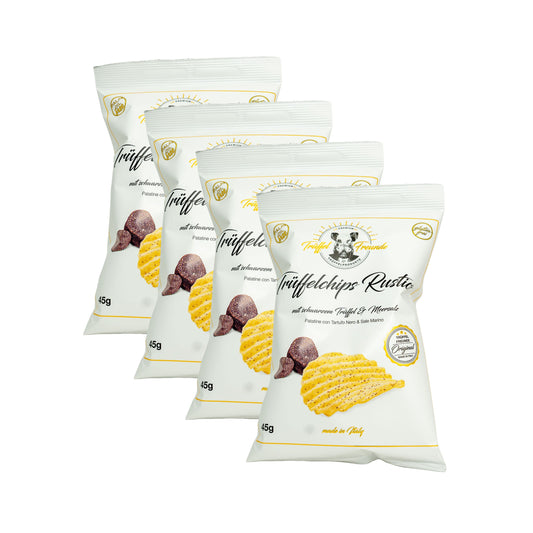 Trüffelfreunde – Rustico Trüffelchips mit schwarzem Trüffel – 4 x 45 g