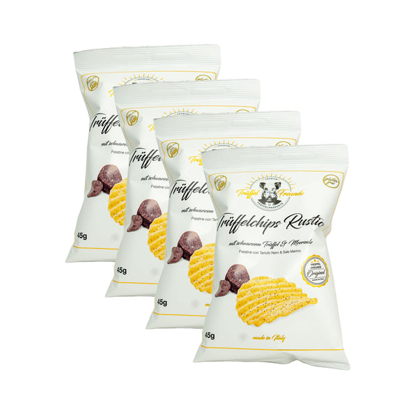 Trüffelfreunde – Rustico Trüffelchips mit schwarzem Trüffel – 4 x 45 g