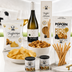 WM Set Italiano Trüffel Snackbox mit Chips, Popcorn, Grissini, Nüssen und Wein für Fußballabend